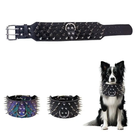 ROAWRRR Dragon Laser Leather Ultra-wide Small and Medium Dog Collar Pet Accessories