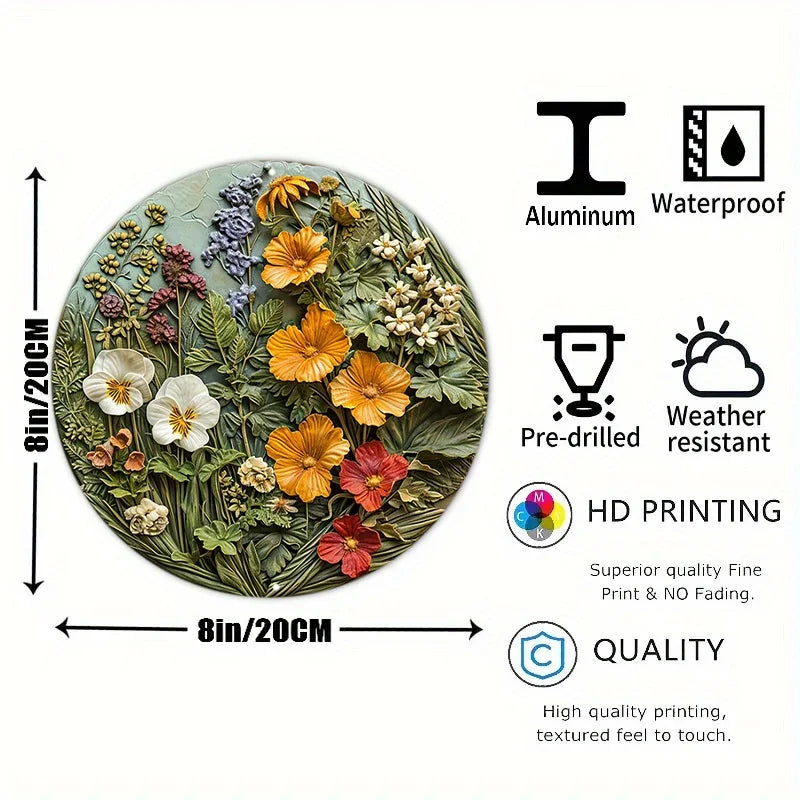 Spring Wildflowers Of Alaska 2D Printed Circular Metal Decorative Sign