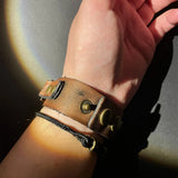 Genuine Leather Buckled Wristband Bracelet For Men Handmade Adjustable Wrist Cuff