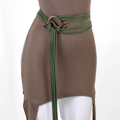 Medieval Norse Ren Faire Leather Rope Brass Belt