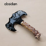 1PC Crystal Opal Axe Natural Stone Model Knife Polished Unbladed Decor