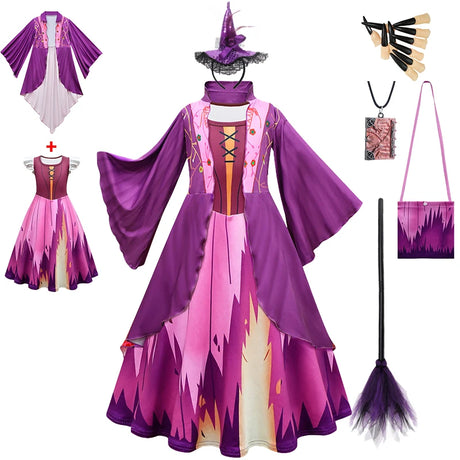 Hocus Pocus 2 Costume Girls Sanderson Sisters Children Sarah Witch Dress