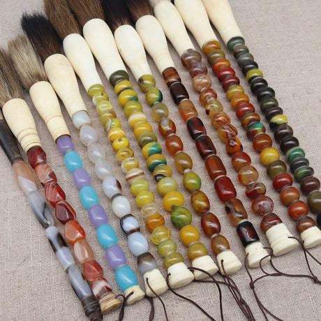 Decorative Pearl and Stone Calligraphy Artist Brushes