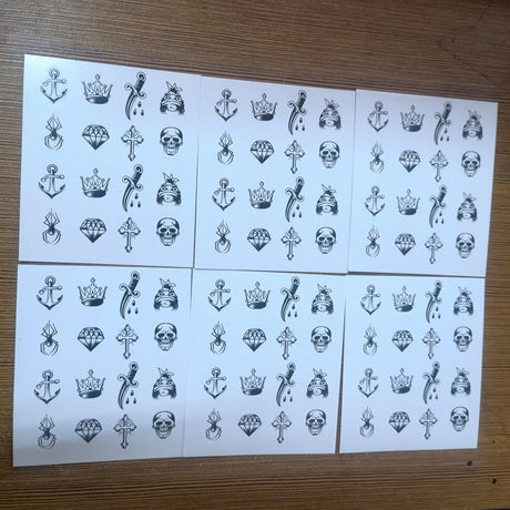 Finger Small Temporary Tattoos Cross Diamond Spider Crown Art