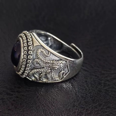 The Kraken of the Depths S925 Sterling Silver Rings Zircon Octopus
