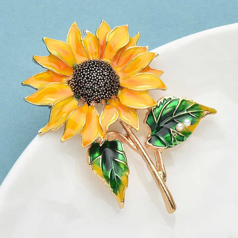 Sunflower Enamel Brooch