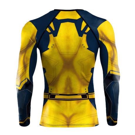 Deadpool Wolverine Printed Mens Rash Guards Compression Shirts Gym Surfing Long Sleeve Stretch Tops
