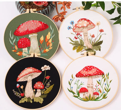Mushroom Embroidery Kit DIY Needlecraft for Beginners
