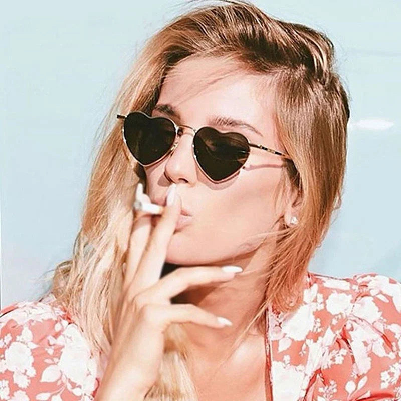 Metal Rim Heart Shaped Sunglasses UV400