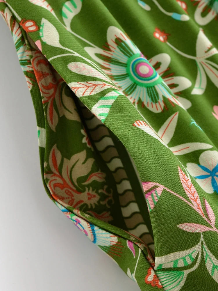 Franny's Wild Floral Print Boho Skirt with Pockets