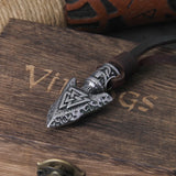 Valknut Viking Spear Stainless Steel Pendant Necklace with Wooden Box