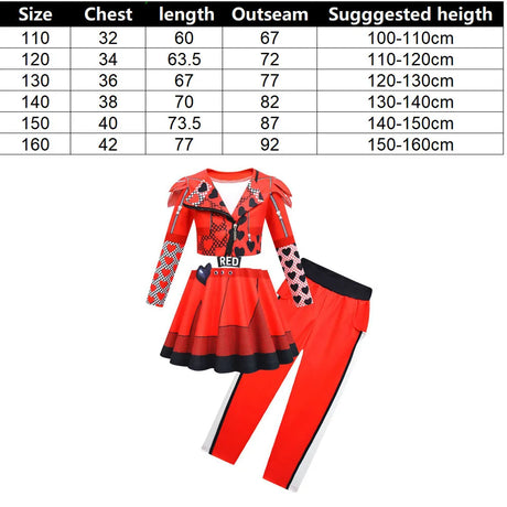 Descendants Red Costumes Girl Halloween Costumes The Rise of Red Cosplay Dress  3-12Y
