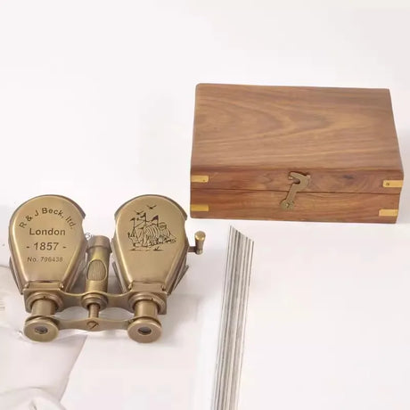 Antique Replica Brass Binoculars Desktop Ornament Mini Telescope Nautical Home Decor