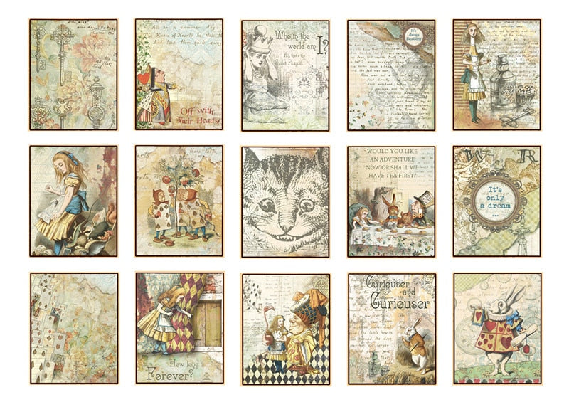 Vintage Alice In Wonderland Theme Scrapbooking Stickers
