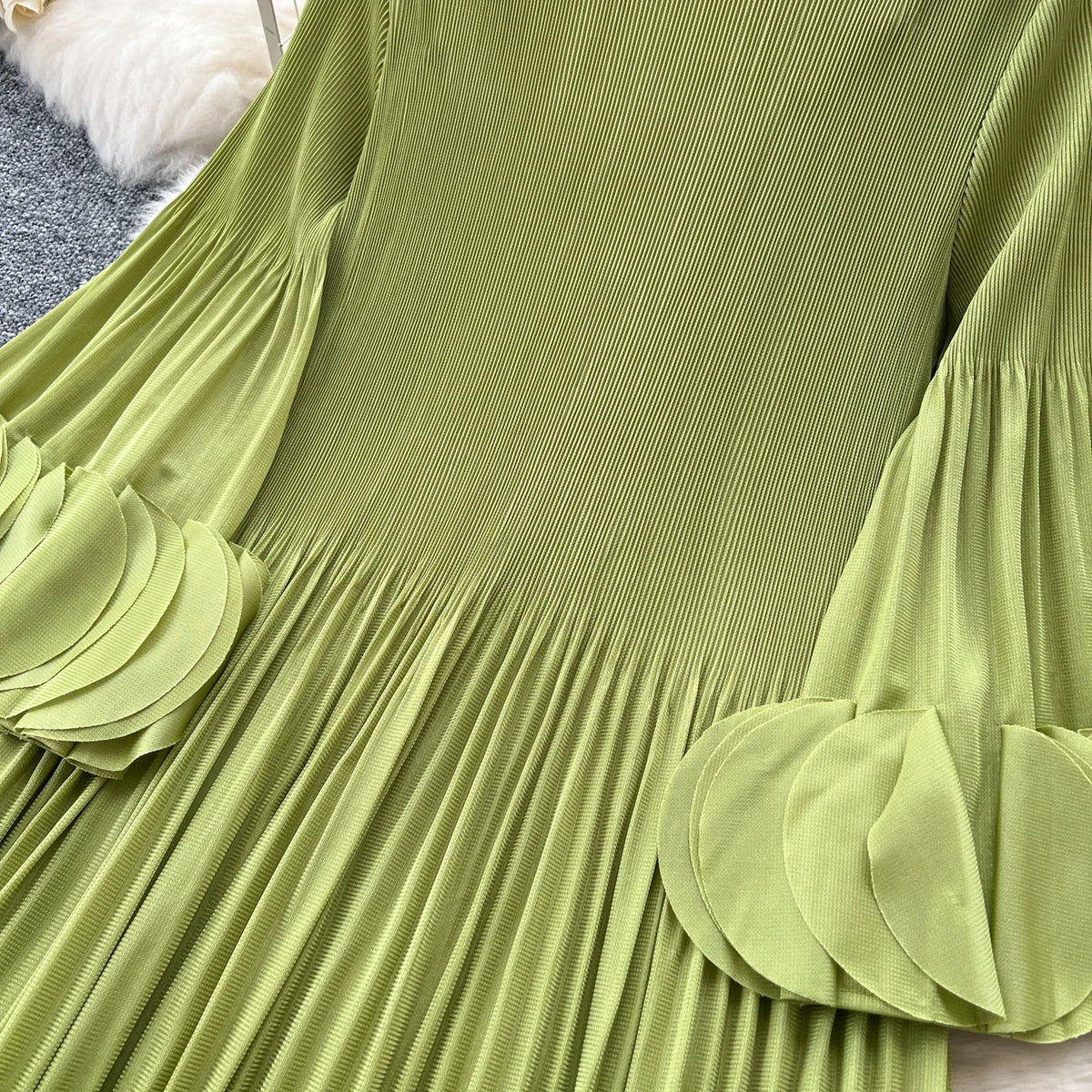 Petal Sleeves Pleated Tassel Dress Eight Colours