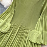 Petal Sleeves Pleated Tassel Dress Eight Colours