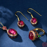 Carmellia's Corundum Enamel Matching Jewellery 925 Sterling Silver Ring, Earrings, Necklace