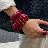 Vintage Style Cherry Red Acrylic Resin Chunky Bangles Bracelet
