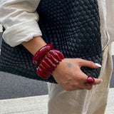 Vintage Style Cherry Red Acrylic Resin Chunky Bangles Bracelet