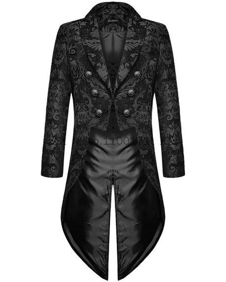 Mens Gothic Steampunk Tailcoat Medieval Brocade Damask Jackets
