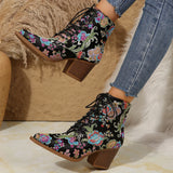 New Marie Antoinette Handmade Embroidered Ankle Boots