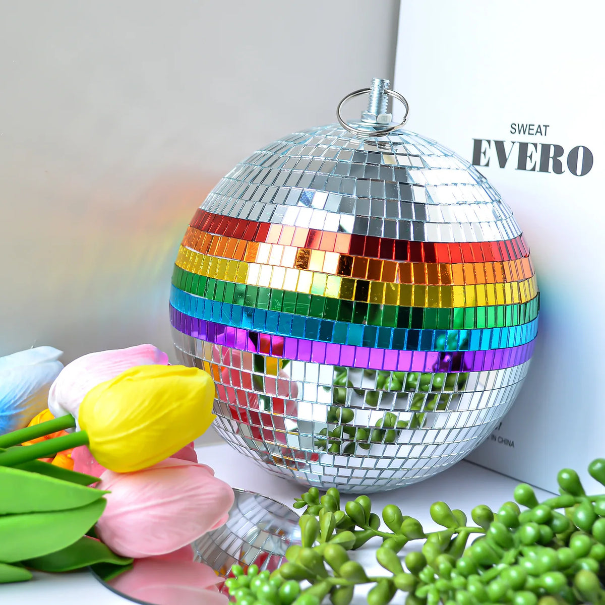 Hanging Disco Mirror Ball Rainbow Mardi Gras LGBTQI Decor