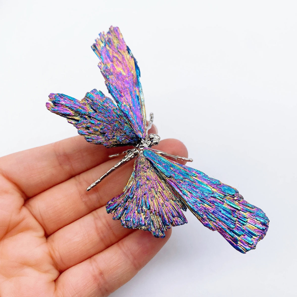 One Natural Tourmaline Electroplated Dragonfly Home Decor