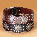 Genuine Leather Dog Collar 2inch Wide Rivets and Spikes Medieval Cosplay