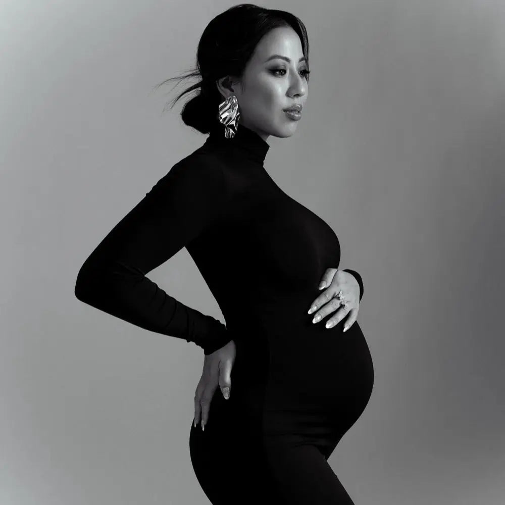 Black Bodycon Maternity Dress Pregnancy Photoshoots Woodland Gatherer