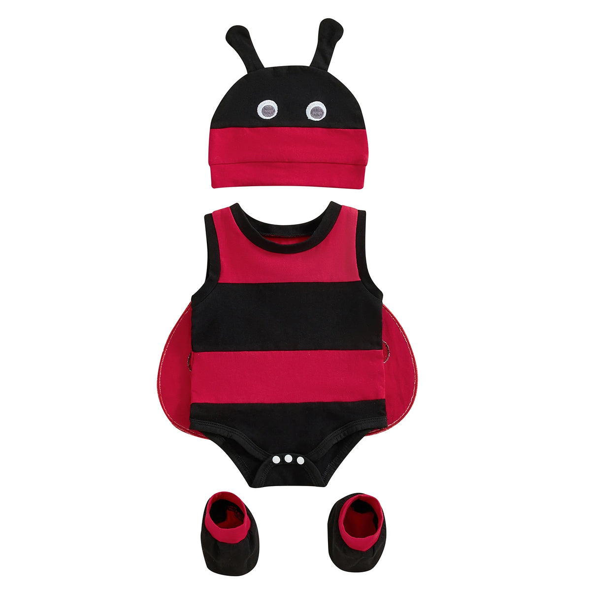 4 Piece Baby Ladybug Romper Set Wings Hat Socks Baby Clothes