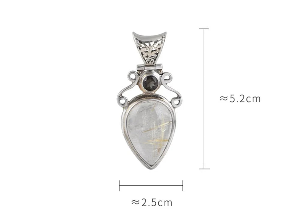The Sun's Warmth Holder S925 Sterling Silver Pendant Waterdrop Quartz