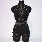 Rib Cage Harness Chest Body Harness Gothic Punk Faux Leather & Chains