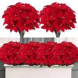 Artificial Christmas Red Poinsettia Flower Bouquets