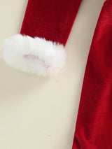 Girl Christmas Hood Dress 1-6Y Toddler Long Sleeves Cross Tie Winter Party Dress