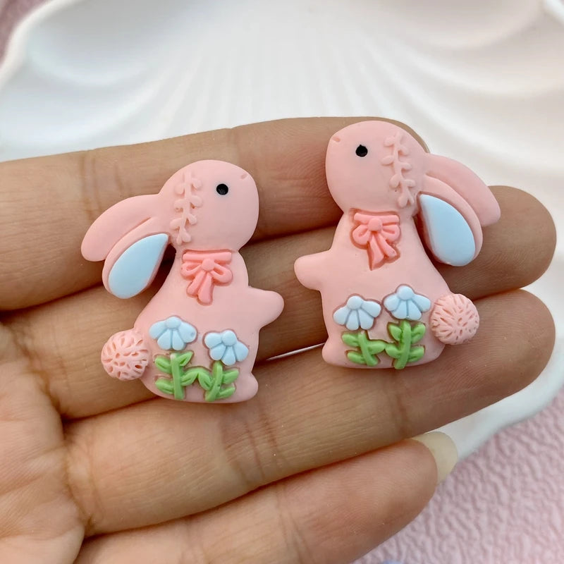 10Pcs Mini 25*30mm Rabbit Flat Back Resin Scrapbooking DIY Jewellery Craft Decoration