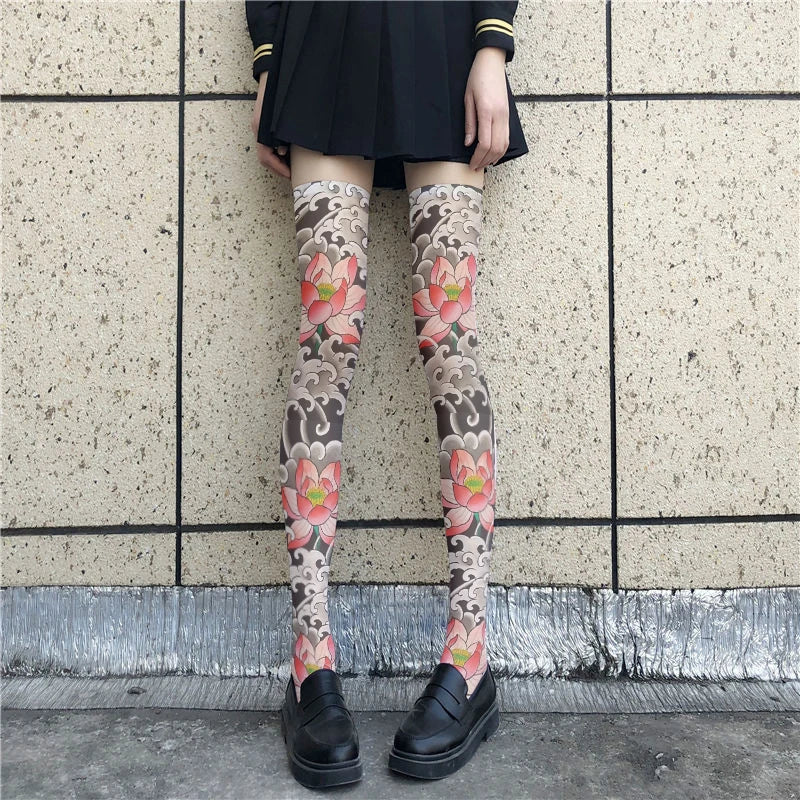 Floral and Fantasy Printed Stockings Long Socks