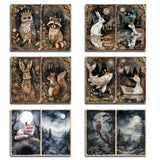 60 pieces Art Papers and Stickers Forest Crown Animals Ephemera DIY Scrapbooking Gallery Wall Set