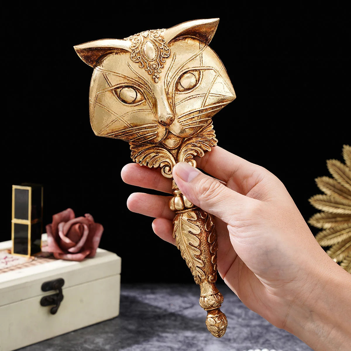 Duchess Kitty Hand Mirror Resin Ornamental Vanity Table Decor