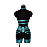 Pearlescent Colours Body Harness Body Cage Garter Belt Harness Full Set