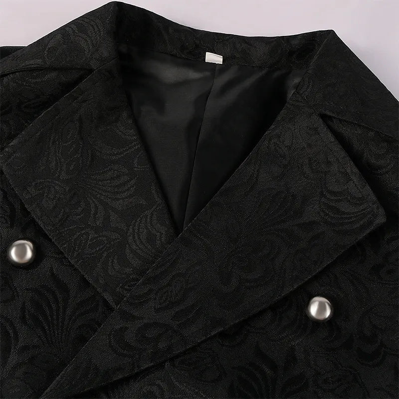 Steampunk Renaissance Jacquard Waistcoat Cosplay Swallowtail Jacket Vest