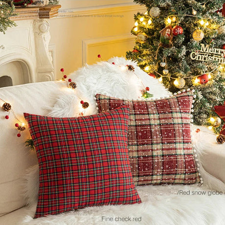 Christmas Plaid Cushion Pillow Covers Plush Pillows for Couch Sofa Living Room Decoration Nordic Home Decor