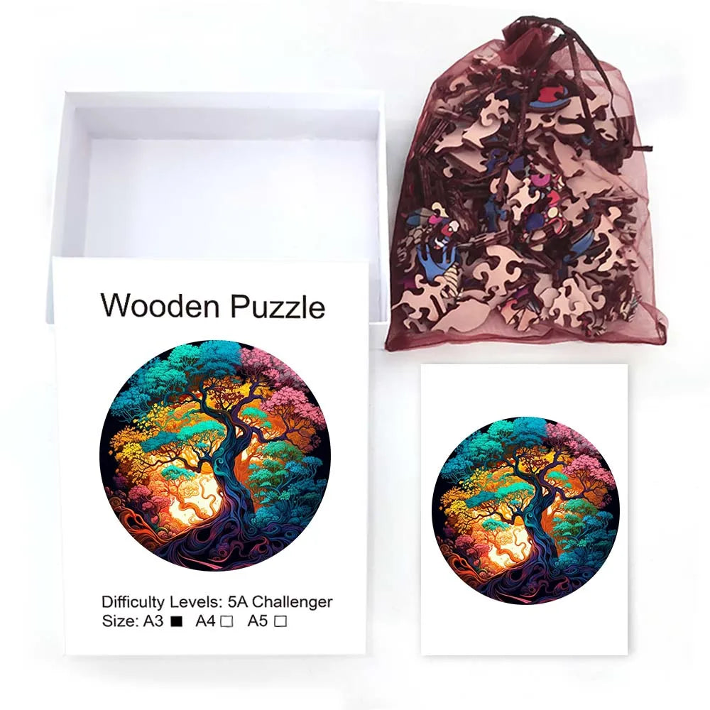 Magic Forest Wooden Jigsaw Puzzle Irregular Shaped Pieces