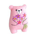 Bouquet Bear Doll Miniature Pocket Hug 5.5*4cm Felt Little Plushie Toy