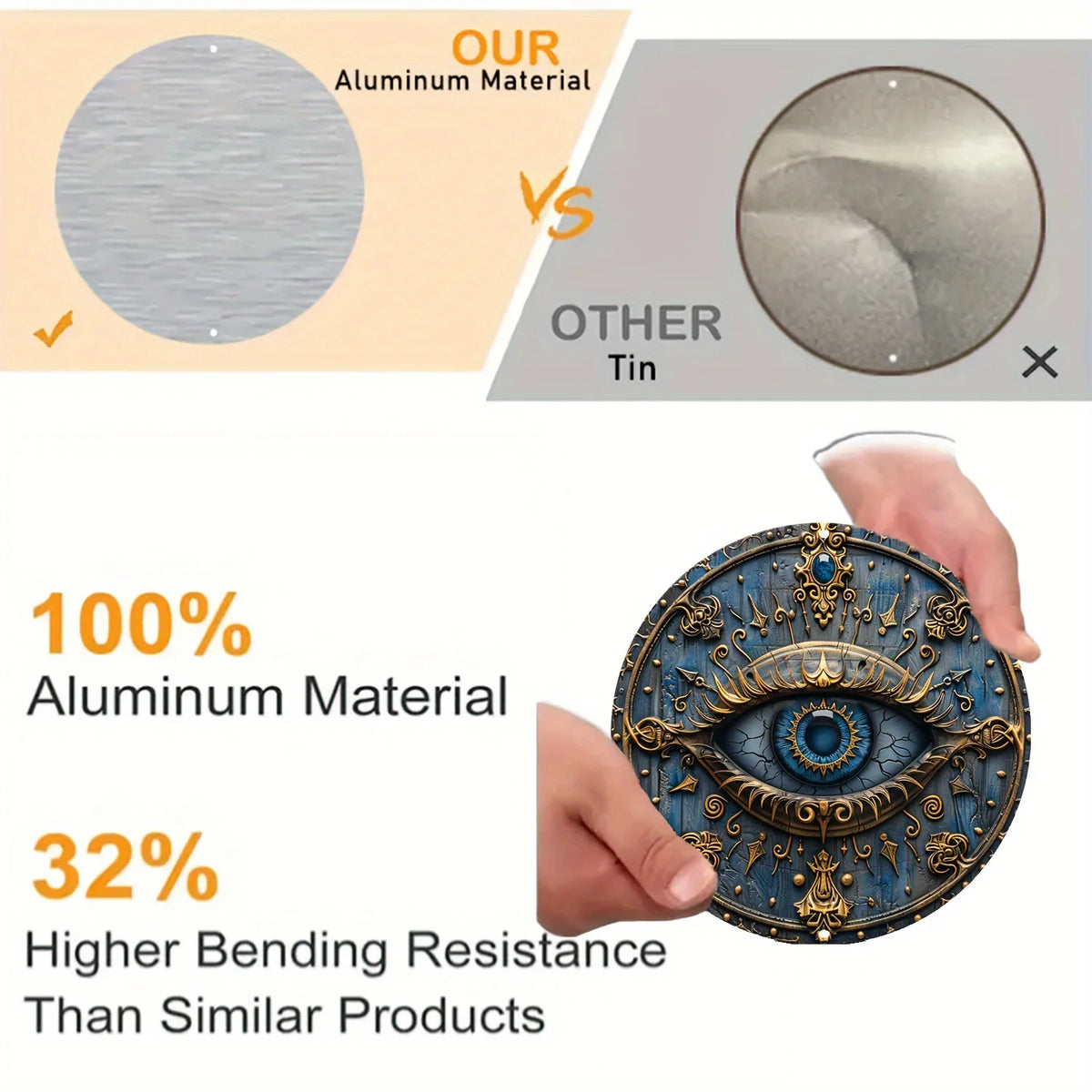 All-Seeing Eye Ancient Egyptian 2D Printed Circular Metal Decorative Sign