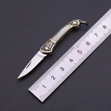 Principessa Pesca Handmade Shell Inlaid Folding Knife High Quality Sharp Brass Portable Keychain Mini Knife