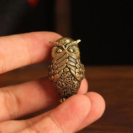 See No Evil, Hear No Evil, Speak No Evil Brass Owl Statues Tea Pets