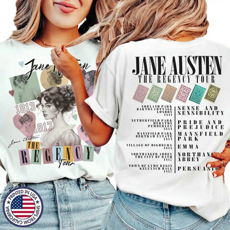 Jane Austen Pride and Prejudice Regency Tour Eras Tee Book Lovers T-Shirt
