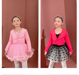 Plush Girls Ballet Wrap Tops Long Sleeve Dance Warm Up Sweater