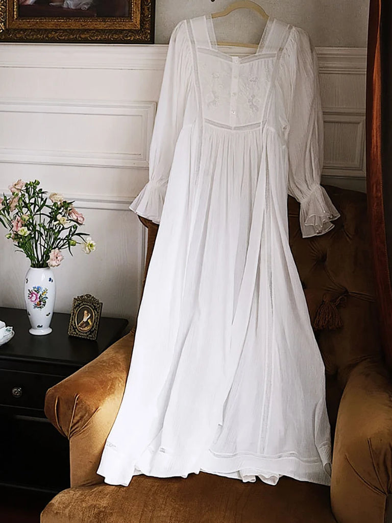 Women Pure Cotton Country Victorian Nightgowns Long Nightie Woodland