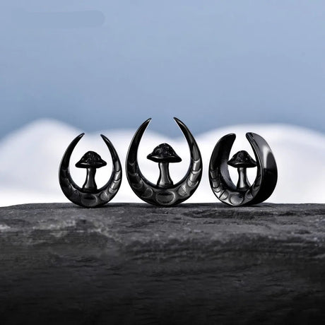 Stainless Steel Mushroom Saddle Ear Gauges Tunnels Expanders Plugs Earring Piercing Jewellery Double Flared 2PCS